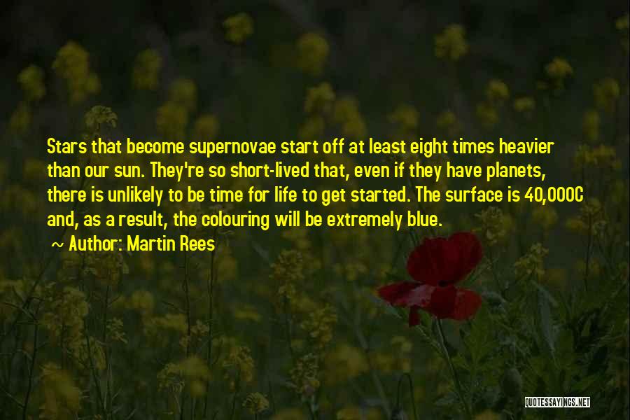 Martin Rees Quotes: Stars That Become Supernovae Start Off At Least Eight Times Heavier Than Our Sun. They're So Short-lived That, Even If