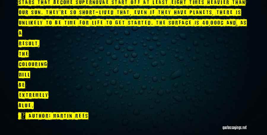 Martin Rees Quotes: Stars That Become Supernovae Start Off At Least Eight Times Heavier Than Our Sun. They're So Short-lived That, Even If