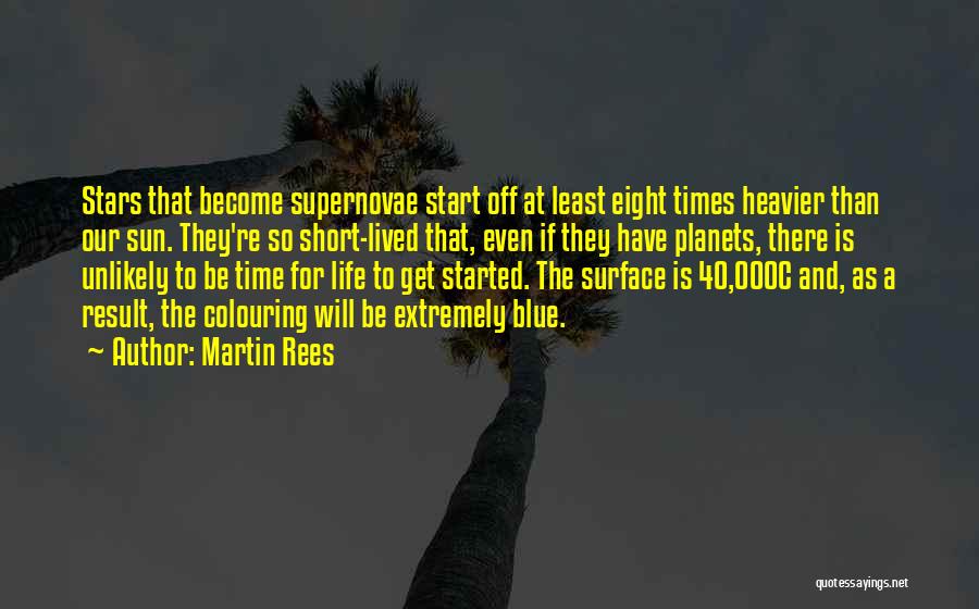 Martin Rees Quotes: Stars That Become Supernovae Start Off At Least Eight Times Heavier Than Our Sun. They're So Short-lived That, Even If