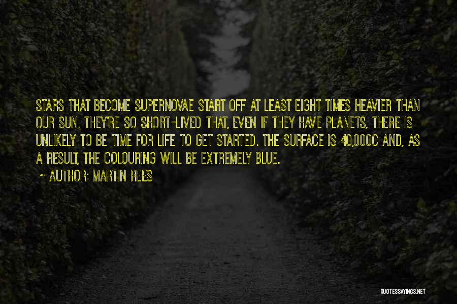 Martin Rees Quotes: Stars That Become Supernovae Start Off At Least Eight Times Heavier Than Our Sun. They're So Short-lived That, Even If