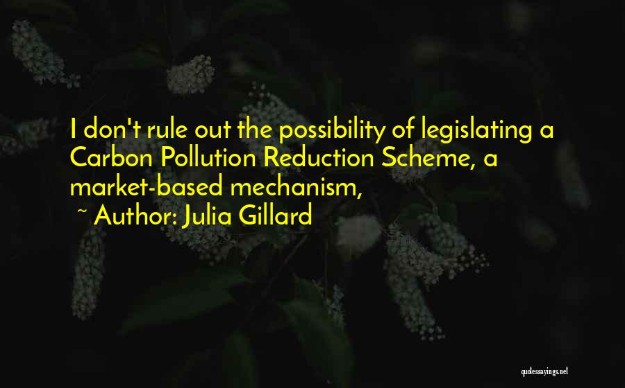 Julia Gillard Quotes: I Don't Rule Out The Possibility Of Legislating A Carbon Pollution Reduction Scheme, A Market-based Mechanism,