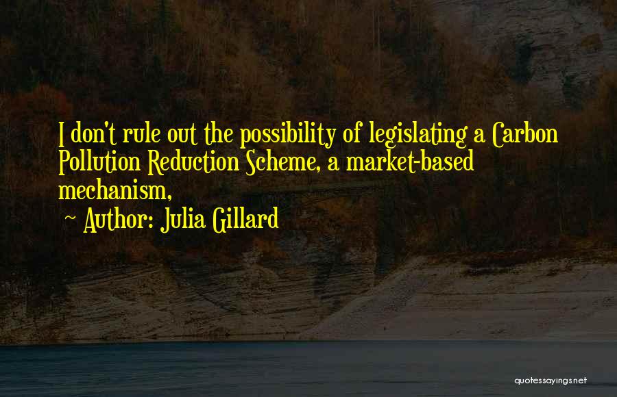 Julia Gillard Quotes: I Don't Rule Out The Possibility Of Legislating A Carbon Pollution Reduction Scheme, A Market-based Mechanism,