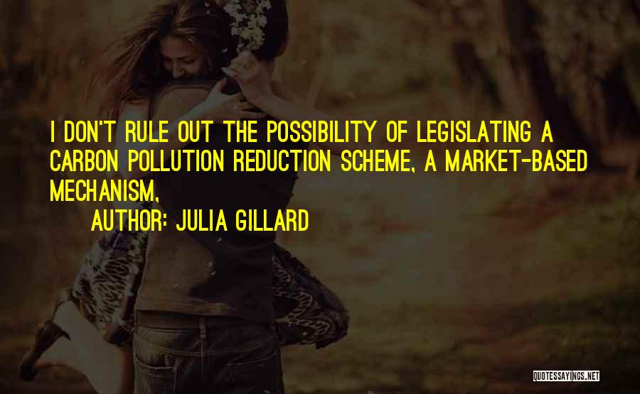 Julia Gillard Quotes: I Don't Rule Out The Possibility Of Legislating A Carbon Pollution Reduction Scheme, A Market-based Mechanism,