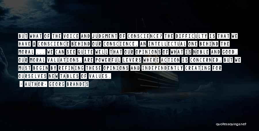 Georg Brandes Quotes: But What Of The Voice And Judgment Of Conscience? The Difficulty Is That We Have A Conscience Behind Our Conscience,