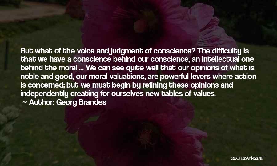 Georg Brandes Quotes: But What Of The Voice And Judgment Of Conscience? The Difficulty Is That We Have A Conscience Behind Our Conscience,