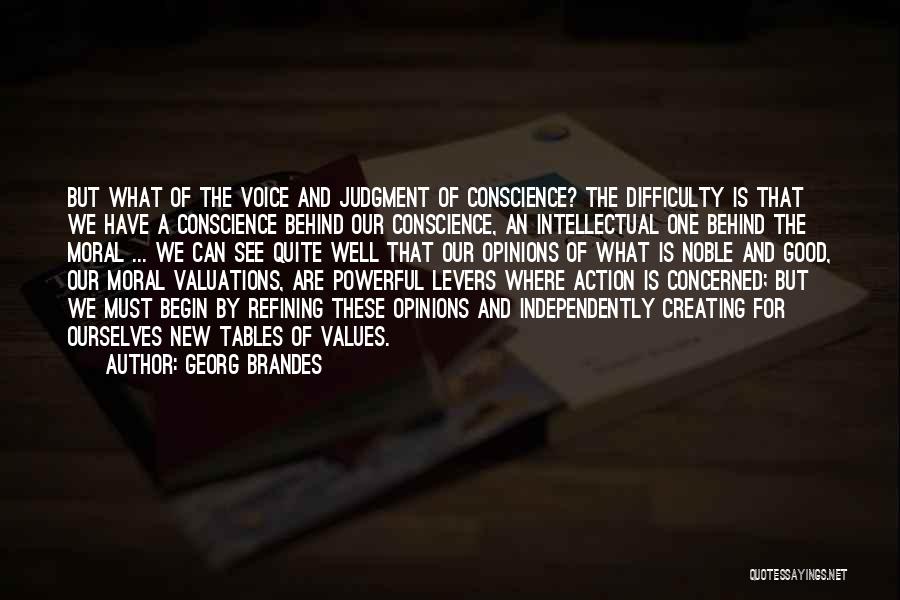 Georg Brandes Quotes: But What Of The Voice And Judgment Of Conscience? The Difficulty Is That We Have A Conscience Behind Our Conscience,