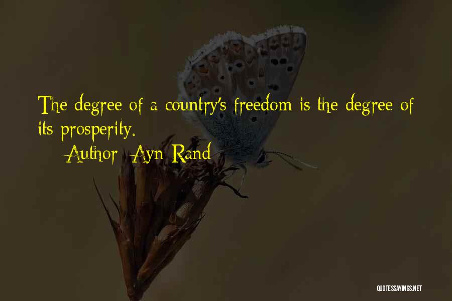 Ayn Rand Quotes: The Degree Of A Country's Freedom Is The Degree Of Its Prosperity.