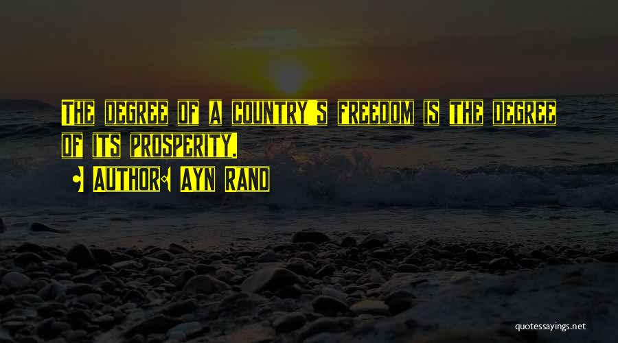 Ayn Rand Quotes: The Degree Of A Country's Freedom Is The Degree Of Its Prosperity.