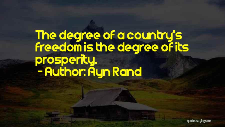 Ayn Rand Quotes: The Degree Of A Country's Freedom Is The Degree Of Its Prosperity.
