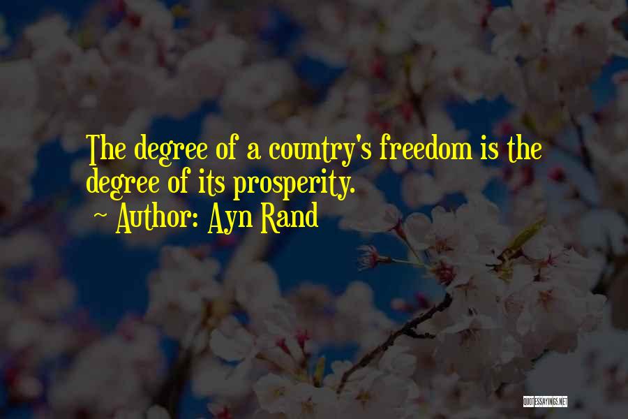 Ayn Rand Quotes: The Degree Of A Country's Freedom Is The Degree Of Its Prosperity.