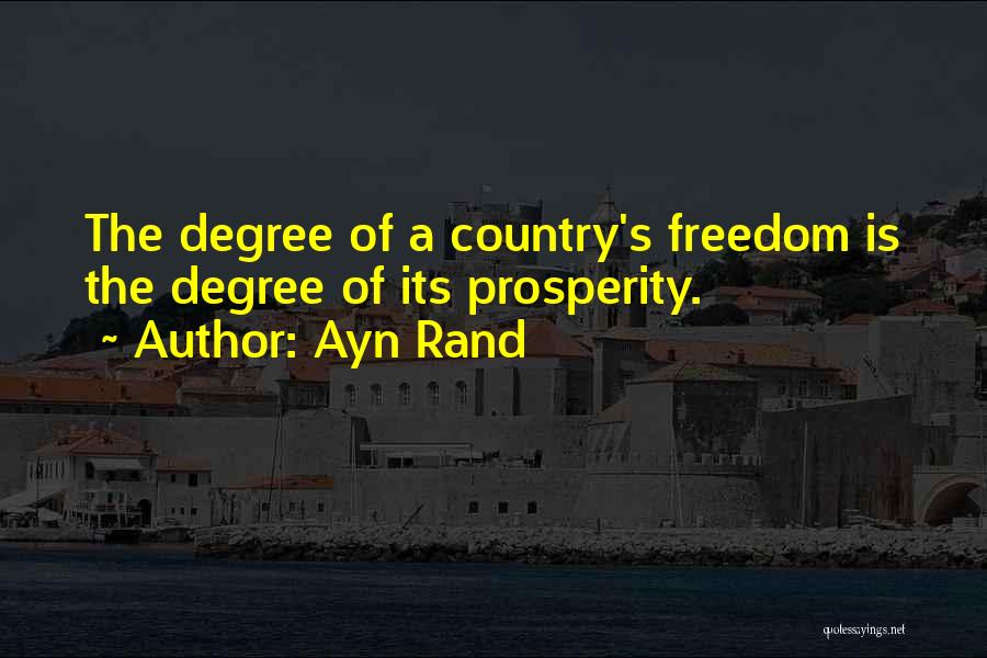 Ayn Rand Quotes: The Degree Of A Country's Freedom Is The Degree Of Its Prosperity.