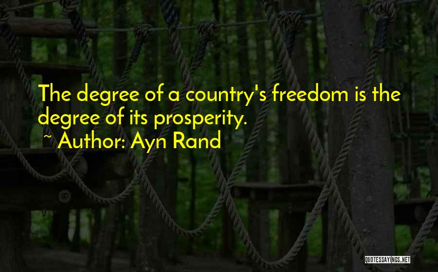 Ayn Rand Quotes: The Degree Of A Country's Freedom Is The Degree Of Its Prosperity.