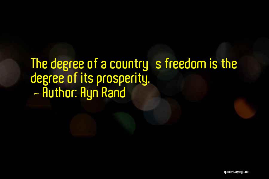 Ayn Rand Quotes: The Degree Of A Country's Freedom Is The Degree Of Its Prosperity.