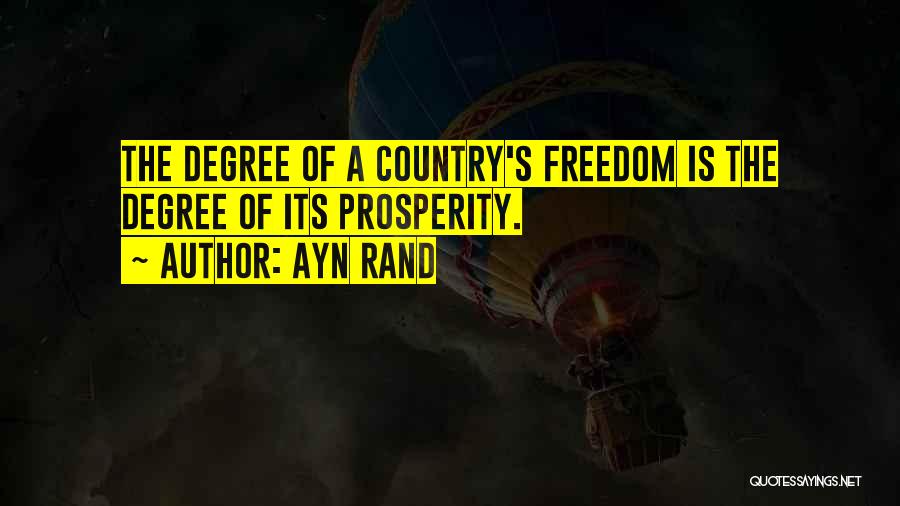 Ayn Rand Quotes: The Degree Of A Country's Freedom Is The Degree Of Its Prosperity.