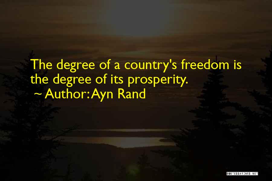 Ayn Rand Quotes: The Degree Of A Country's Freedom Is The Degree Of Its Prosperity.
