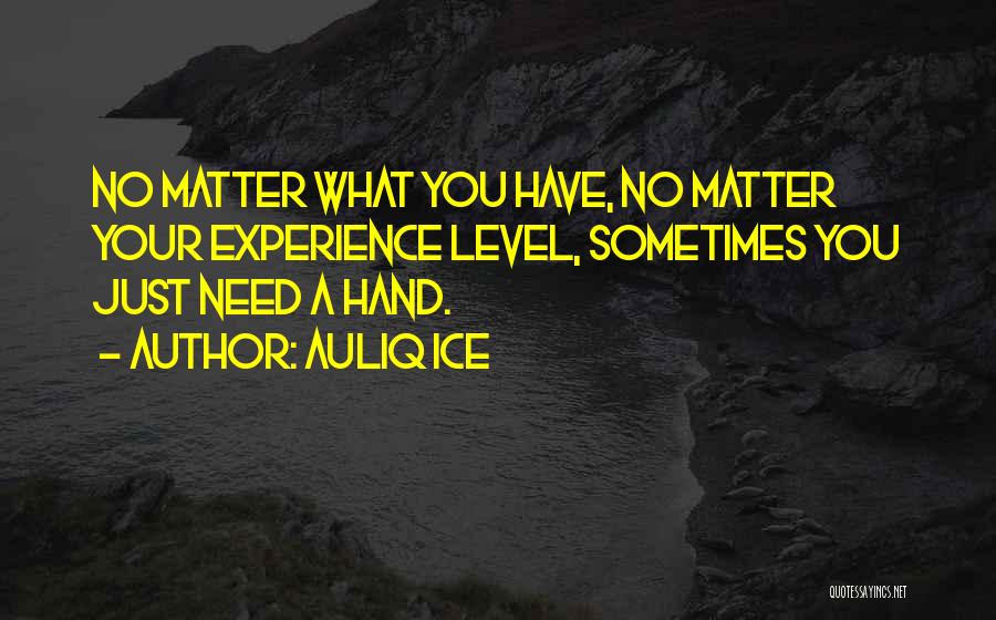 Auliq Ice Quotes: No Matter What You Have, No Matter Your Experience Level, Sometimes You Just Need A Hand.