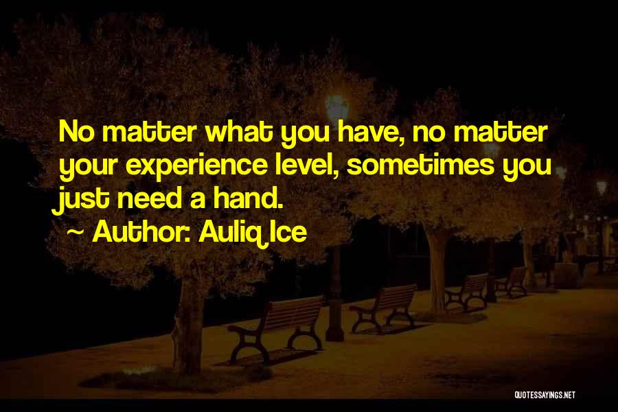 Auliq Ice Quotes: No Matter What You Have, No Matter Your Experience Level, Sometimes You Just Need A Hand.