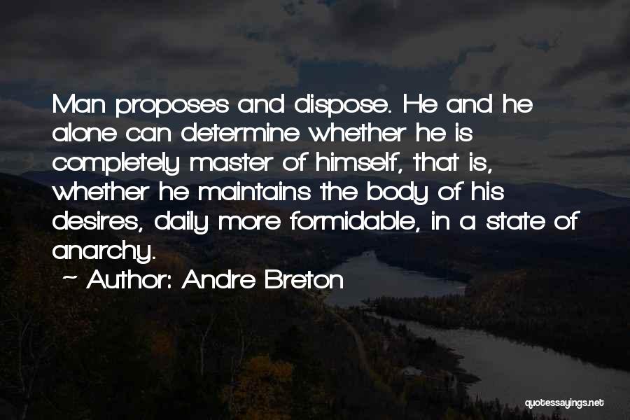 Andre Breton Quotes: Man Proposes And Dispose. He And He Alone Can Determine Whether He Is Completely Master Of Himself, That Is, Whether