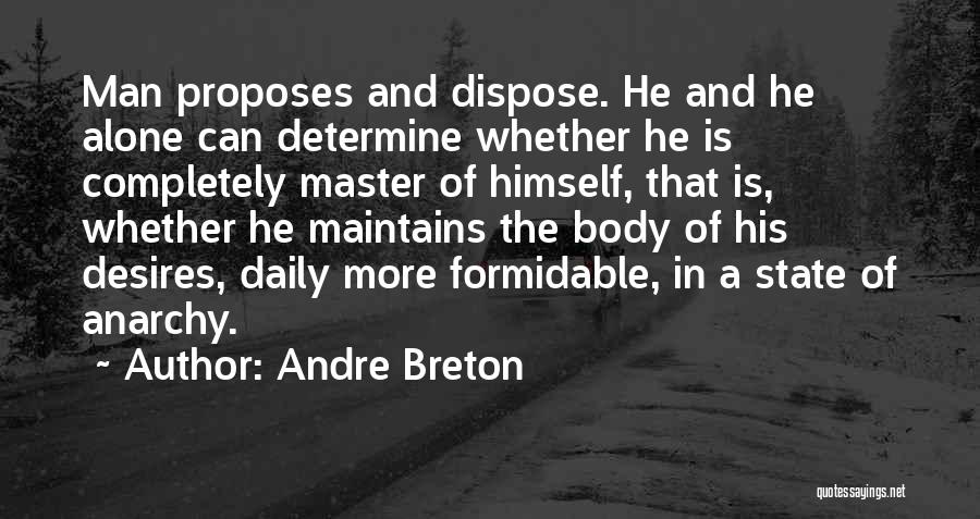 Andre Breton Quotes: Man Proposes And Dispose. He And He Alone Can Determine Whether He Is Completely Master Of Himself, That Is, Whether