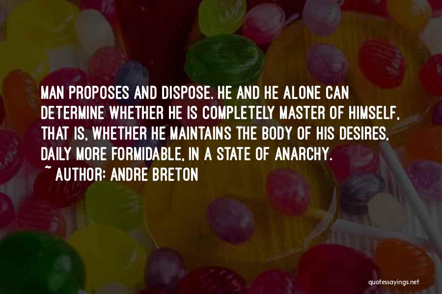 Andre Breton Quotes: Man Proposes And Dispose. He And He Alone Can Determine Whether He Is Completely Master Of Himself, That Is, Whether