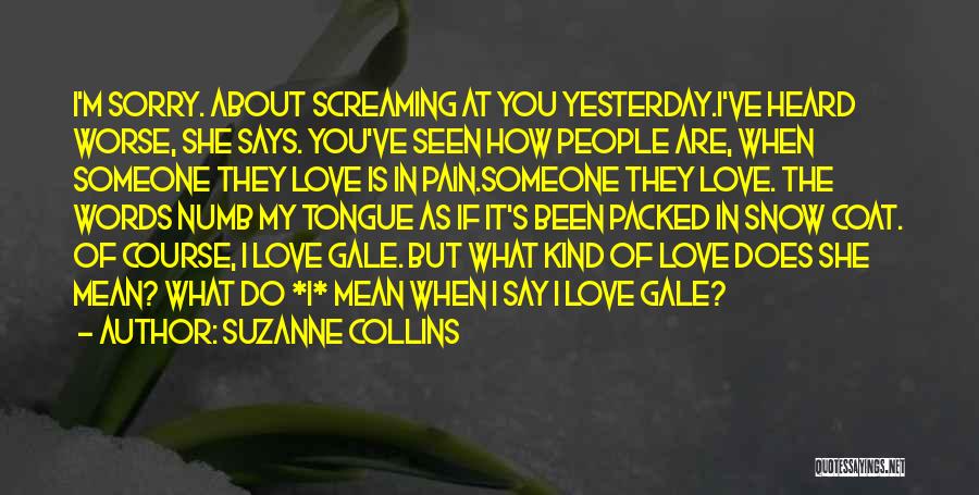 Suzanne Collins Quotes: I'm Sorry. About Screaming At You Yesterday.i've Heard Worse, She Says. You've Seen How People Are, When Someone They Love