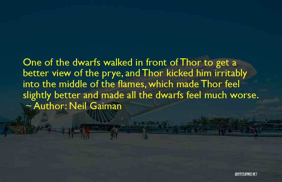 Neil Gaiman Quotes: One Of The Dwarfs Walked In Front Of Thor To Get A Better View Of The Prye, And Thor Kicked