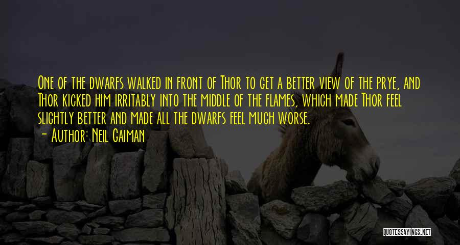 Neil Gaiman Quotes: One Of The Dwarfs Walked In Front Of Thor To Get A Better View Of The Prye, And Thor Kicked