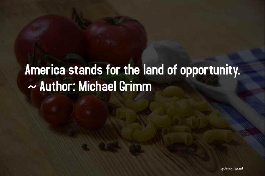 Michael Grimm Quotes: America Stands For The Land Of Opportunity.
