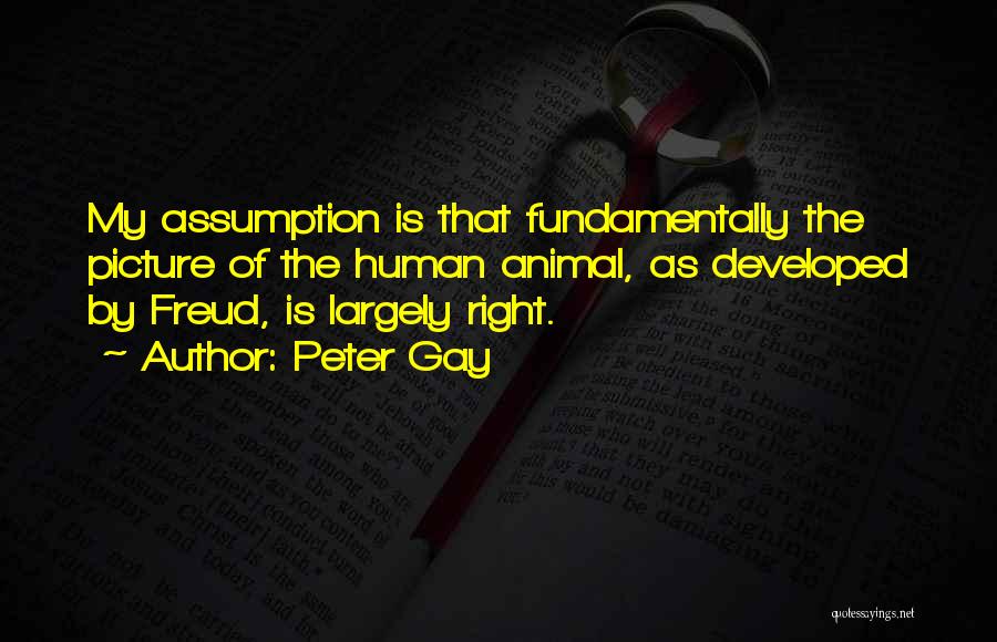 Peter Gay Quotes: My Assumption Is That Fundamentally The Picture Of The Human Animal, As Developed By Freud, Is Largely Right.