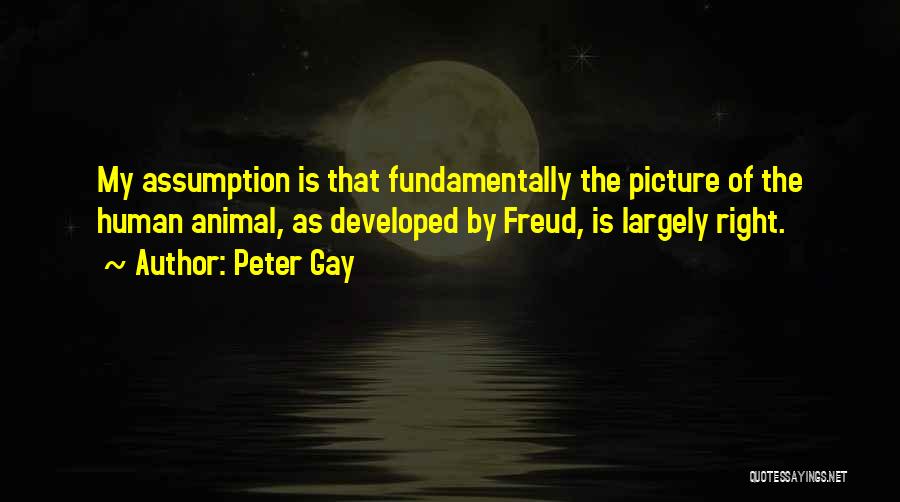 Peter Gay Quotes: My Assumption Is That Fundamentally The Picture Of The Human Animal, As Developed By Freud, Is Largely Right.