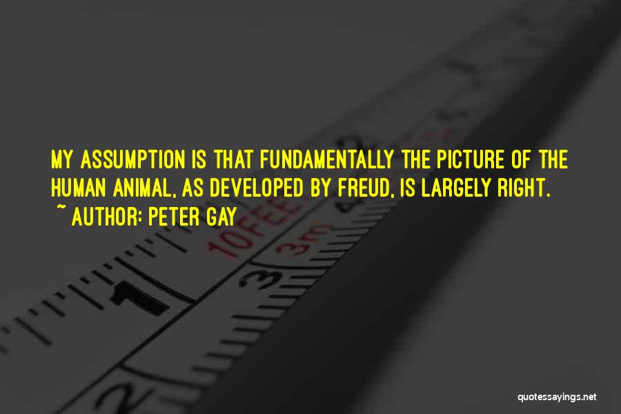 Peter Gay Quotes: My Assumption Is That Fundamentally The Picture Of The Human Animal, As Developed By Freud, Is Largely Right.