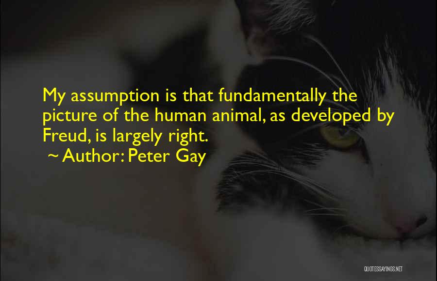 Peter Gay Quotes: My Assumption Is That Fundamentally The Picture Of The Human Animal, As Developed By Freud, Is Largely Right.