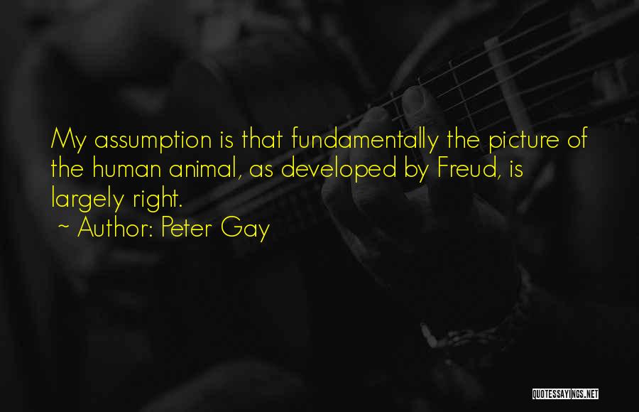 Peter Gay Quotes: My Assumption Is That Fundamentally The Picture Of The Human Animal, As Developed By Freud, Is Largely Right.