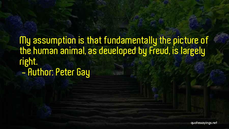 Peter Gay Quotes: My Assumption Is That Fundamentally The Picture Of The Human Animal, As Developed By Freud, Is Largely Right.