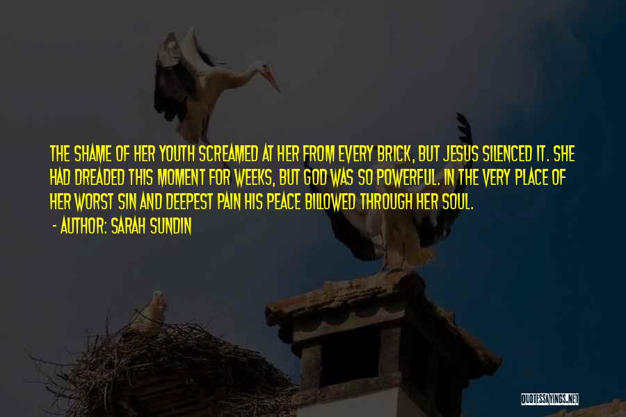 Sarah Sundin Quotes: The Shame Of Her Youth Screamed At Her From Every Brick, But Jesus Silenced It. She Had Dreaded This Moment
