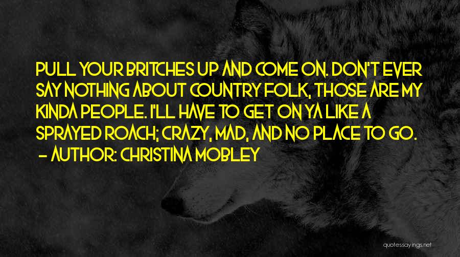 Christina Mobley Quotes: Pull Your Britches Up And Come On. Don't Ever Say Nothing About Country Folk, Those Are My Kinda People. I'll