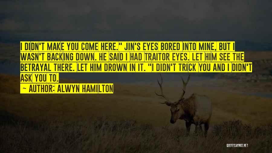 Alwyn Hamilton Quotes: I Didn't Make You Come Here. Jin's Eyes Bored Into Mine, But I Wasn't Backing Down. He Said I Had