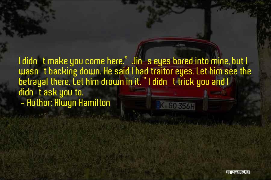 Alwyn Hamilton Quotes: I Didn't Make You Come Here. Jin's Eyes Bored Into Mine, But I Wasn't Backing Down. He Said I Had