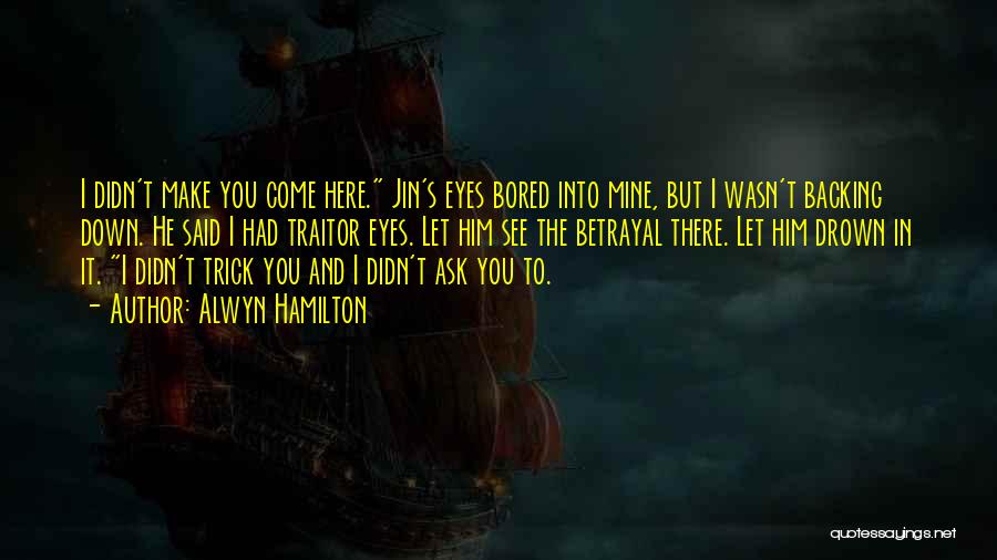 Alwyn Hamilton Quotes: I Didn't Make You Come Here. Jin's Eyes Bored Into Mine, But I Wasn't Backing Down. He Said I Had