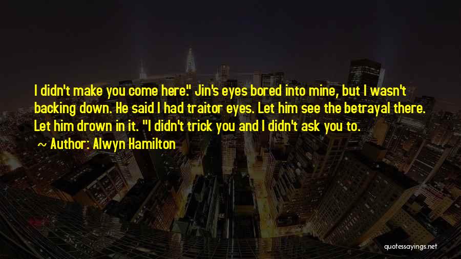 Alwyn Hamilton Quotes: I Didn't Make You Come Here. Jin's Eyes Bored Into Mine, But I Wasn't Backing Down. He Said I Had