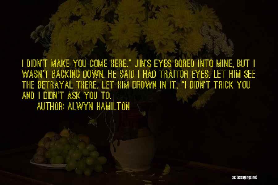 Alwyn Hamilton Quotes: I Didn't Make You Come Here. Jin's Eyes Bored Into Mine, But I Wasn't Backing Down. He Said I Had