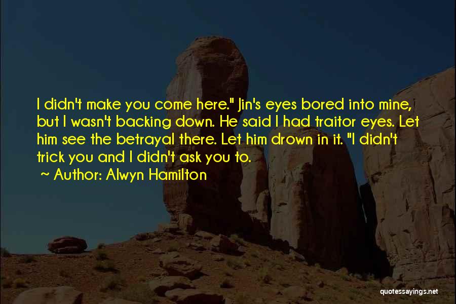 Alwyn Hamilton Quotes: I Didn't Make You Come Here. Jin's Eyes Bored Into Mine, But I Wasn't Backing Down. He Said I Had