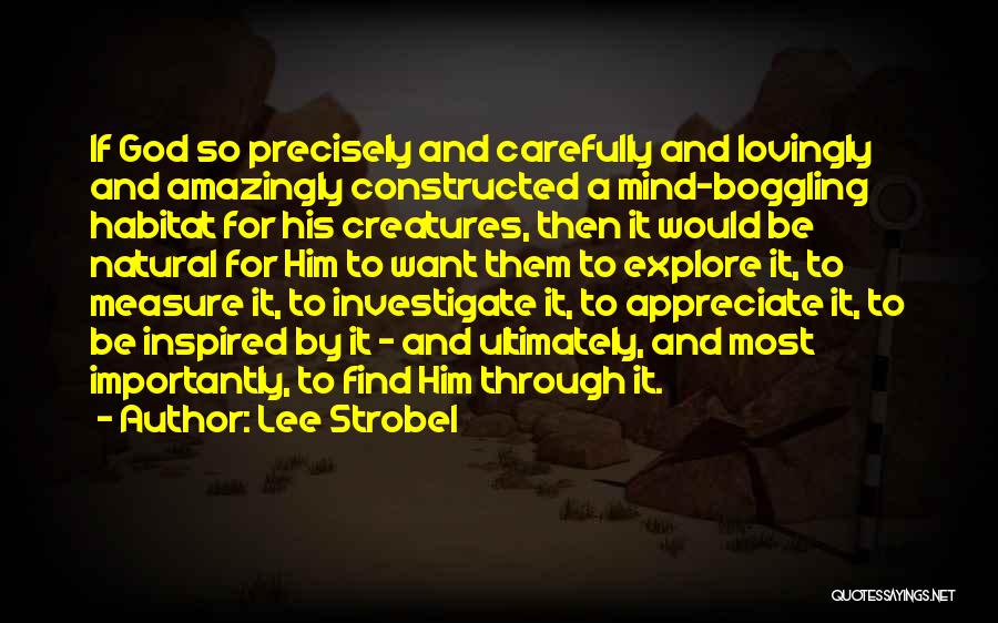 Lee Strobel Quotes: If God So Precisely And Carefully And Lovingly And Amazingly Constructed A Mind-boggling Habitat For His Creatures, Then It Would