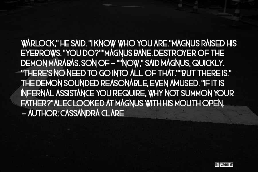 Cassandra Clare Quotes: Warlock, He Said. I Know Who You Are.magnus Raised His Eyebrows. You Do?magnus Bane. Destroyer Of The Demon Marabas. Son