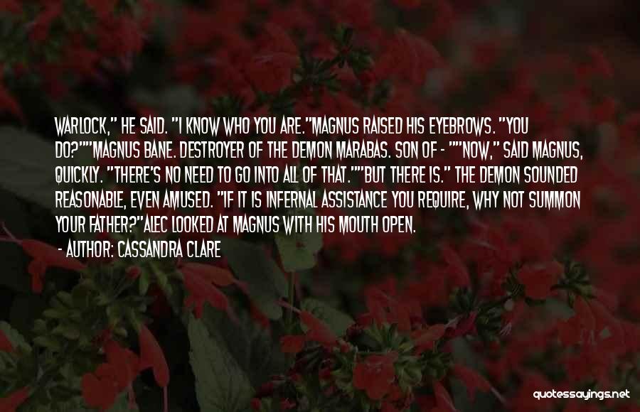 Cassandra Clare Quotes: Warlock, He Said. I Know Who You Are.magnus Raised His Eyebrows. You Do?magnus Bane. Destroyer Of The Demon Marabas. Son