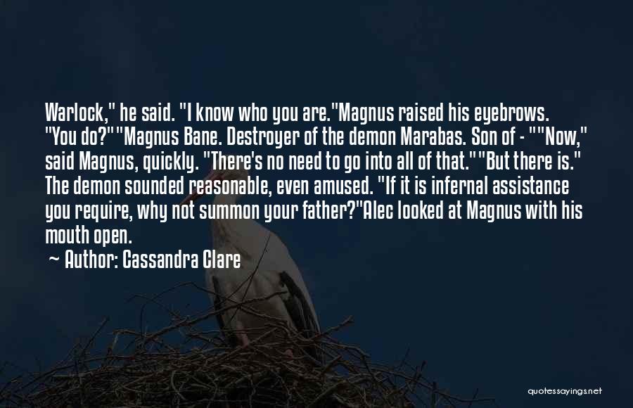 Cassandra Clare Quotes: Warlock, He Said. I Know Who You Are.magnus Raised His Eyebrows. You Do?magnus Bane. Destroyer Of The Demon Marabas. Son