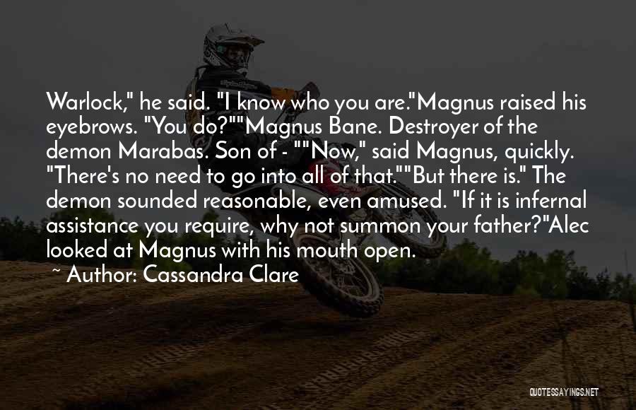 Cassandra Clare Quotes: Warlock, He Said. I Know Who You Are.magnus Raised His Eyebrows. You Do?magnus Bane. Destroyer Of The Demon Marabas. Son