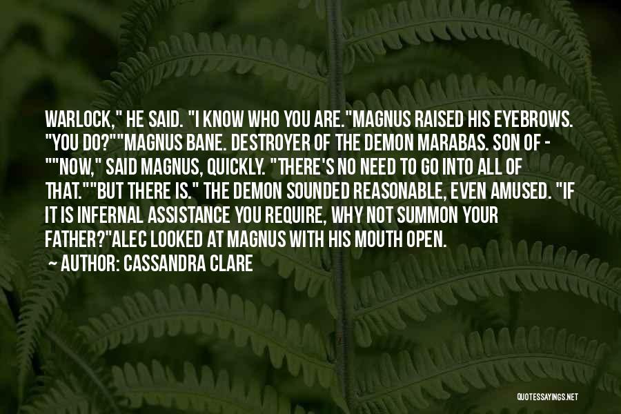 Cassandra Clare Quotes: Warlock, He Said. I Know Who You Are.magnus Raised His Eyebrows. You Do?magnus Bane. Destroyer Of The Demon Marabas. Son