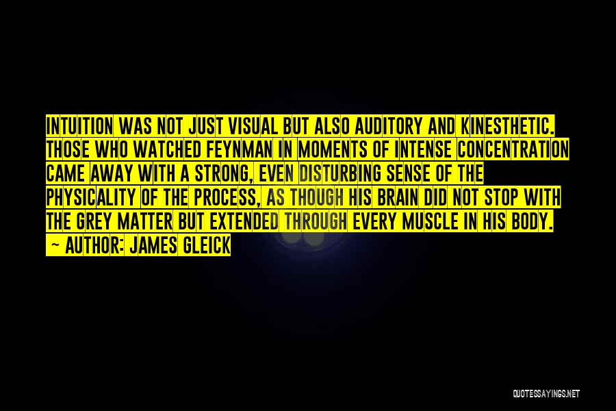 James Gleick Quotes: Intuition Was Not Just Visual But Also Auditory And Kinesthetic. Those Who Watched Feynman In Moments Of Intense Concentration Came