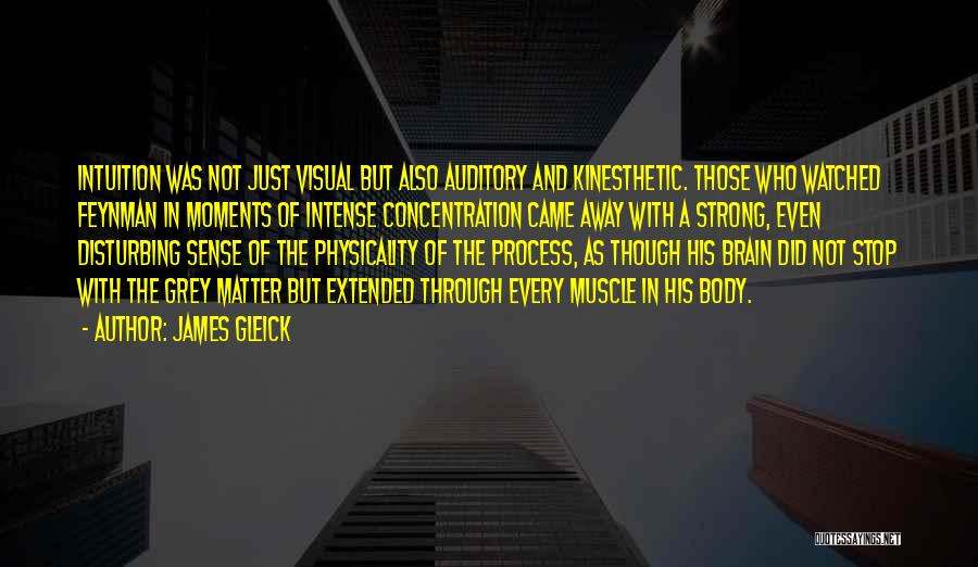 James Gleick Quotes: Intuition Was Not Just Visual But Also Auditory And Kinesthetic. Those Who Watched Feynman In Moments Of Intense Concentration Came